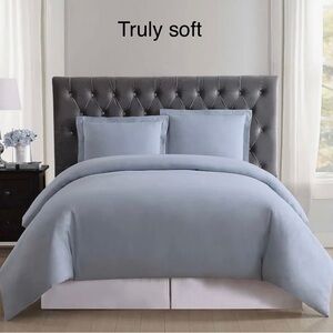 TRULY SOFT Everyday solid 3 piece duvet set 100% polyester Pink - light blue